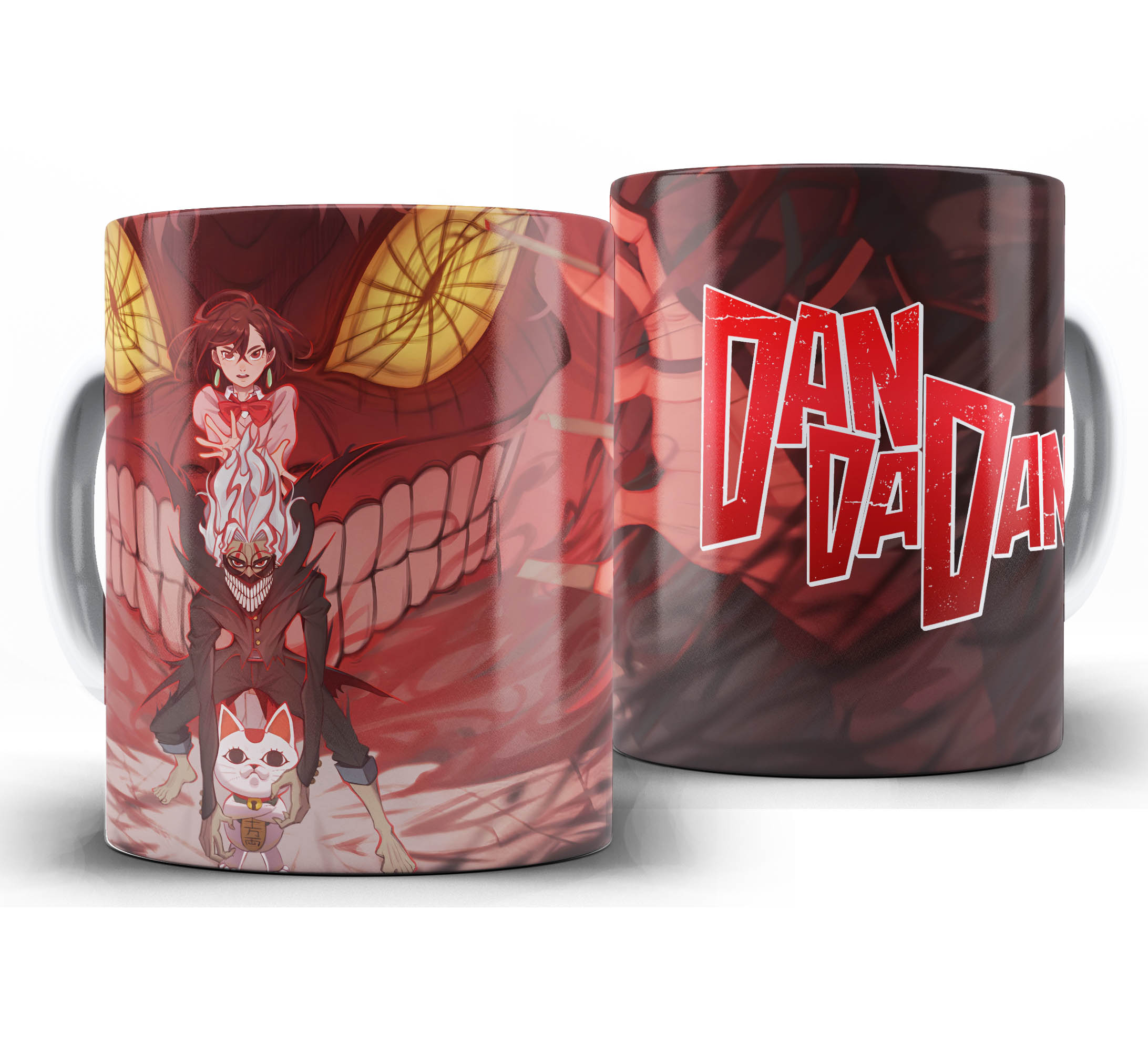 Caneca Anime - Dan Dan Dan W2 - Momo, Okarun e Velha Turbo